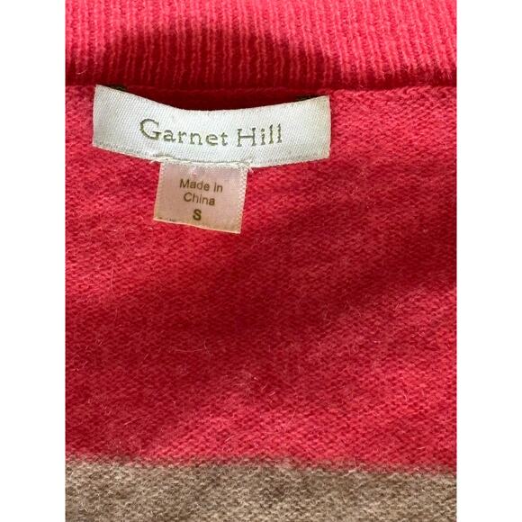 Garnet Hill Small Cashmere Brown Pink Purple Stripes V-neck Light Academia Soft - Picture 3 of 4
